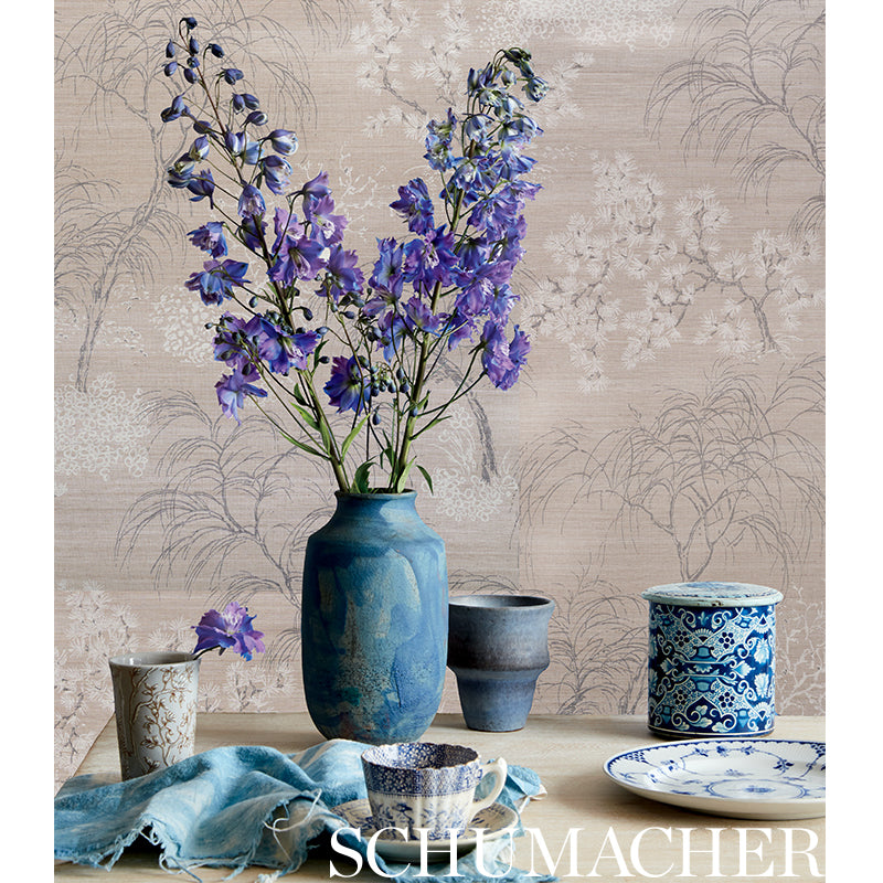 View 5009390 Mori Shimmer Moonstone by Schumacher Wallpaper