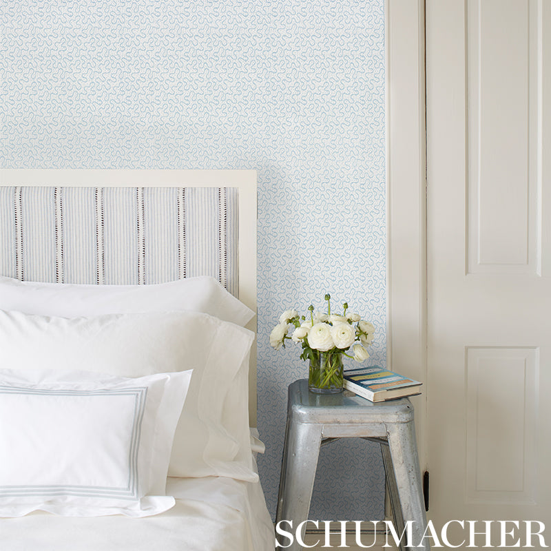 View 5009472 Meander Slumber Blue by Schumacher Wallpaper