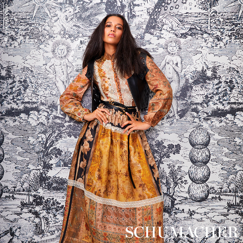 Save on 5010420 Modern Toile Black Schumacher Wallpaper