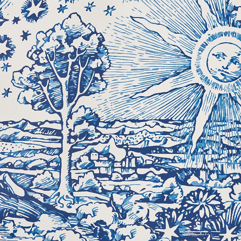 Shop 5010421 Modern Toile Indigo Schumacher Wallpaper