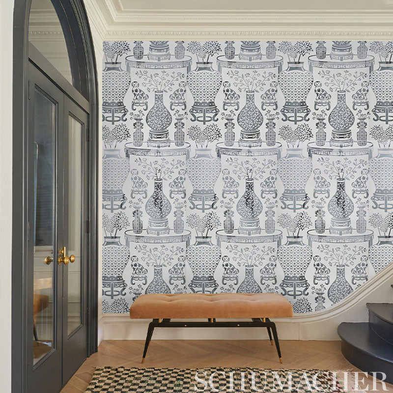 Select 5010610 Hellene Mylar Silver Schumacher Wallpaper