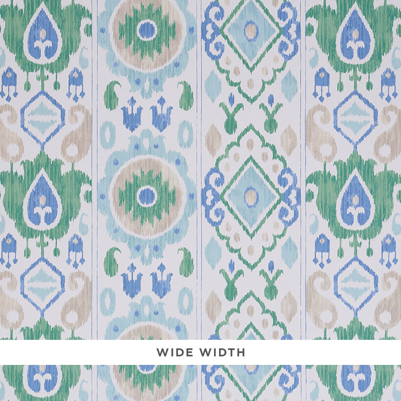 Shop 5010710 Elizia Ikat Green & Blue Schumacher Wallpaper
