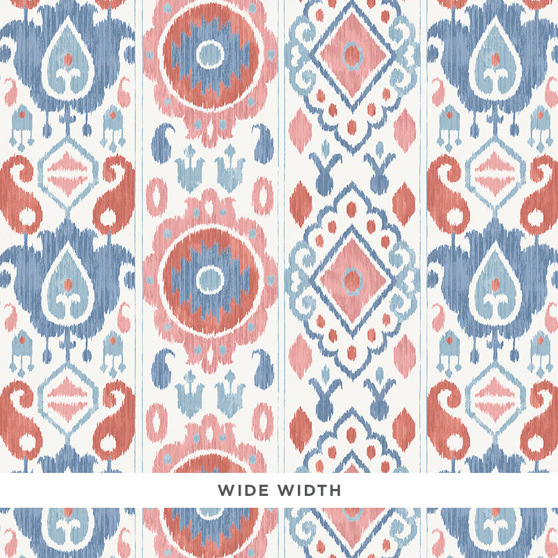View 5010712 Elizia Ikat Rose & Indigo Schumacher Wallpaper
