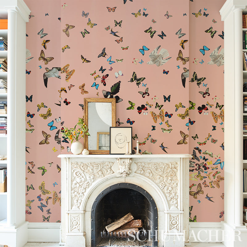 Buy 5010864 Queen's Flight Panel Set Pink Schumacher Wallpaper