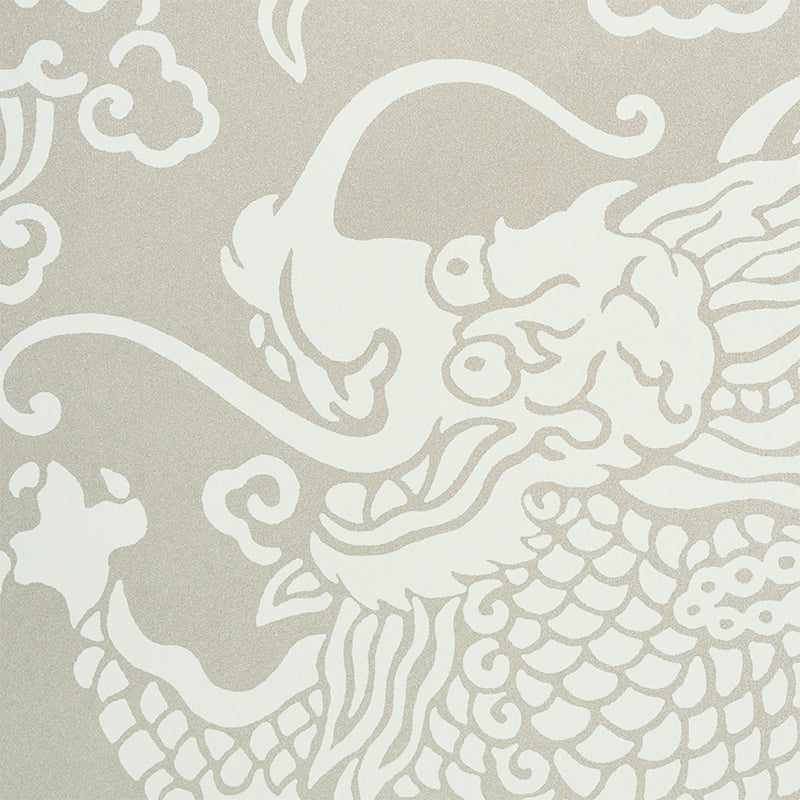 Save on 5010880 Ruan Dragon Damask Warm Silver Schumacher Wallpaper