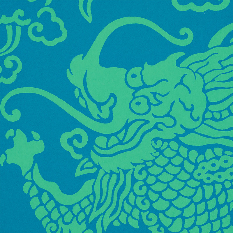 View 5010882 Ruan Dragon Damask Peacock Schumacher Wallpaper