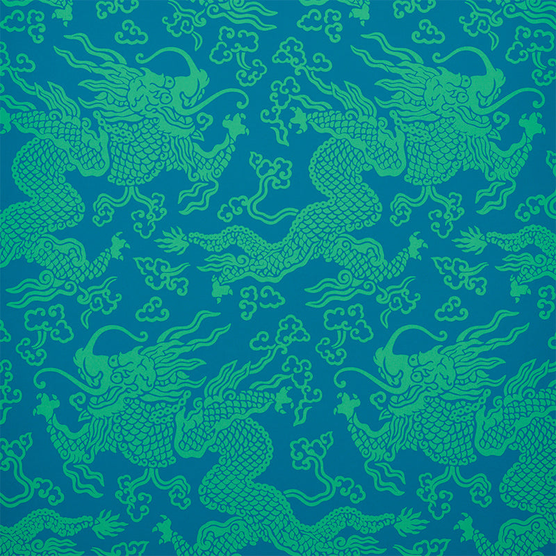 Buy 5010882 Ruan Dragon Damask Peacock Schumacher Wallpaper