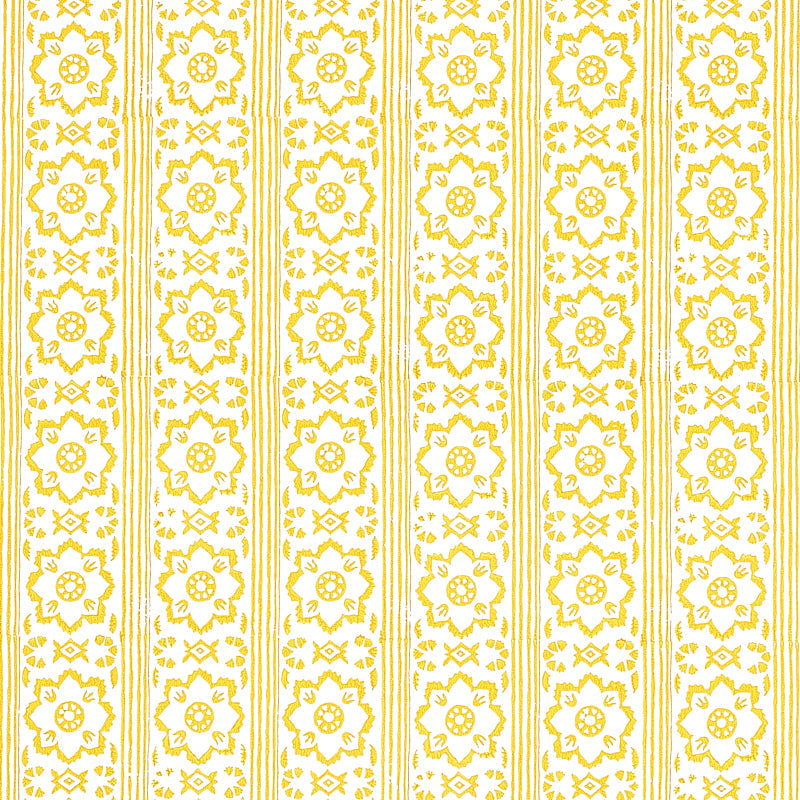 Search 5011222 Sunda Hand Blocked Print Yellow Schumacher Wallpaper