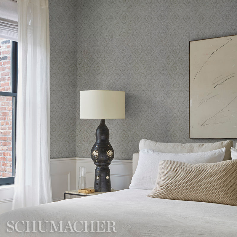 View 5011253 Tortola Paperweave Grey Schumacher Wallpaper