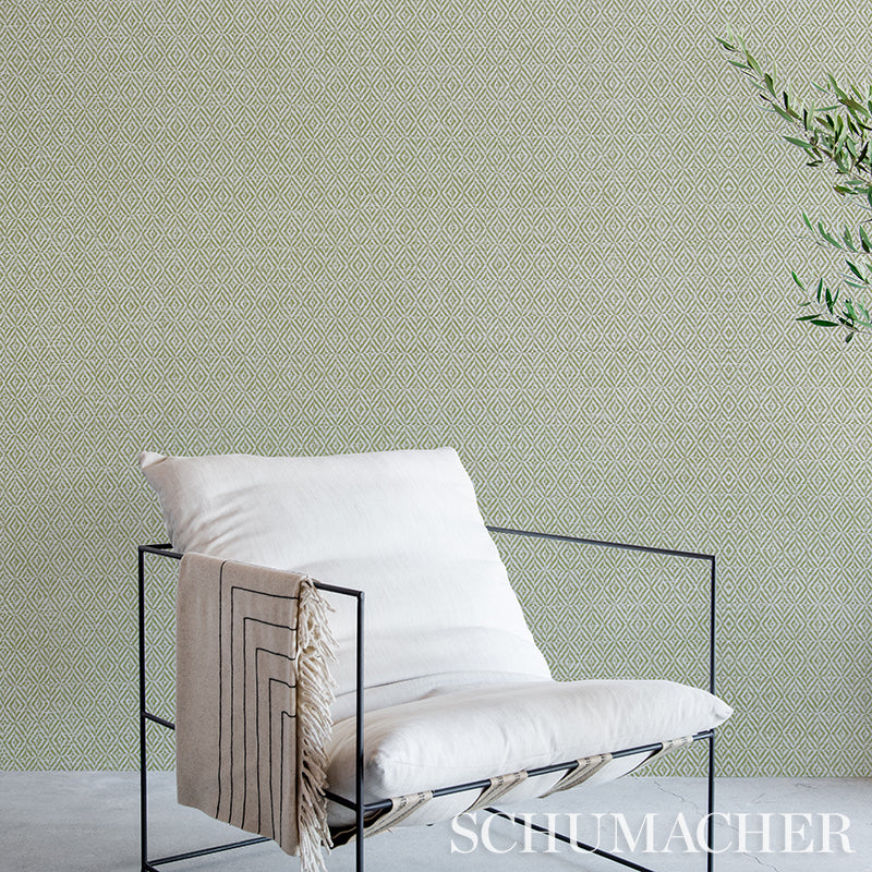 Shop 5011270 Jubilee Paperweave Green Schumacher Wallpaper