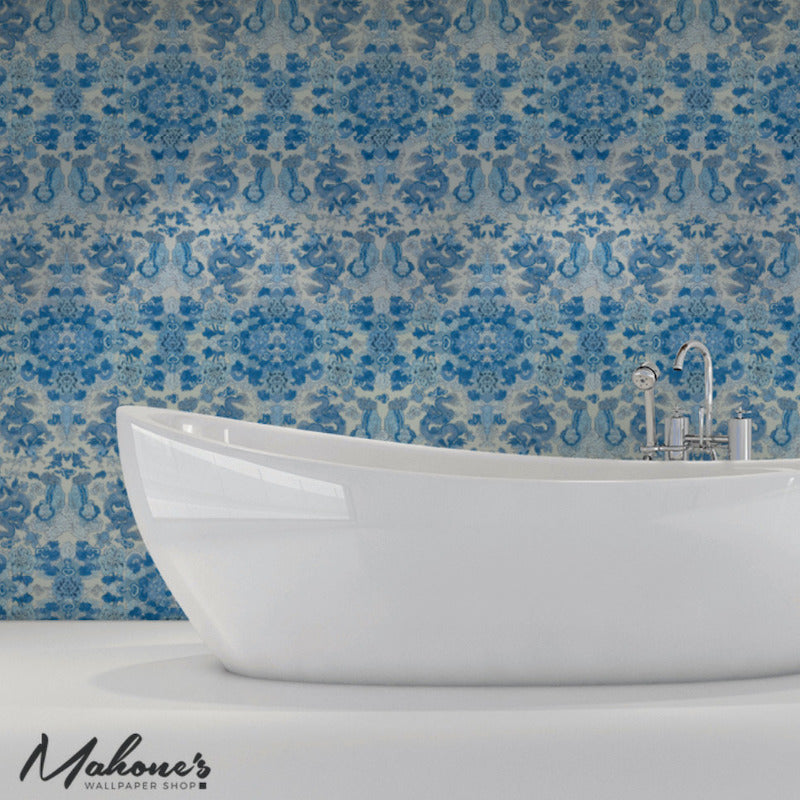 Acquire 5011590 Magic Mountain Dragon Porcelain Schumacher Wallpaper