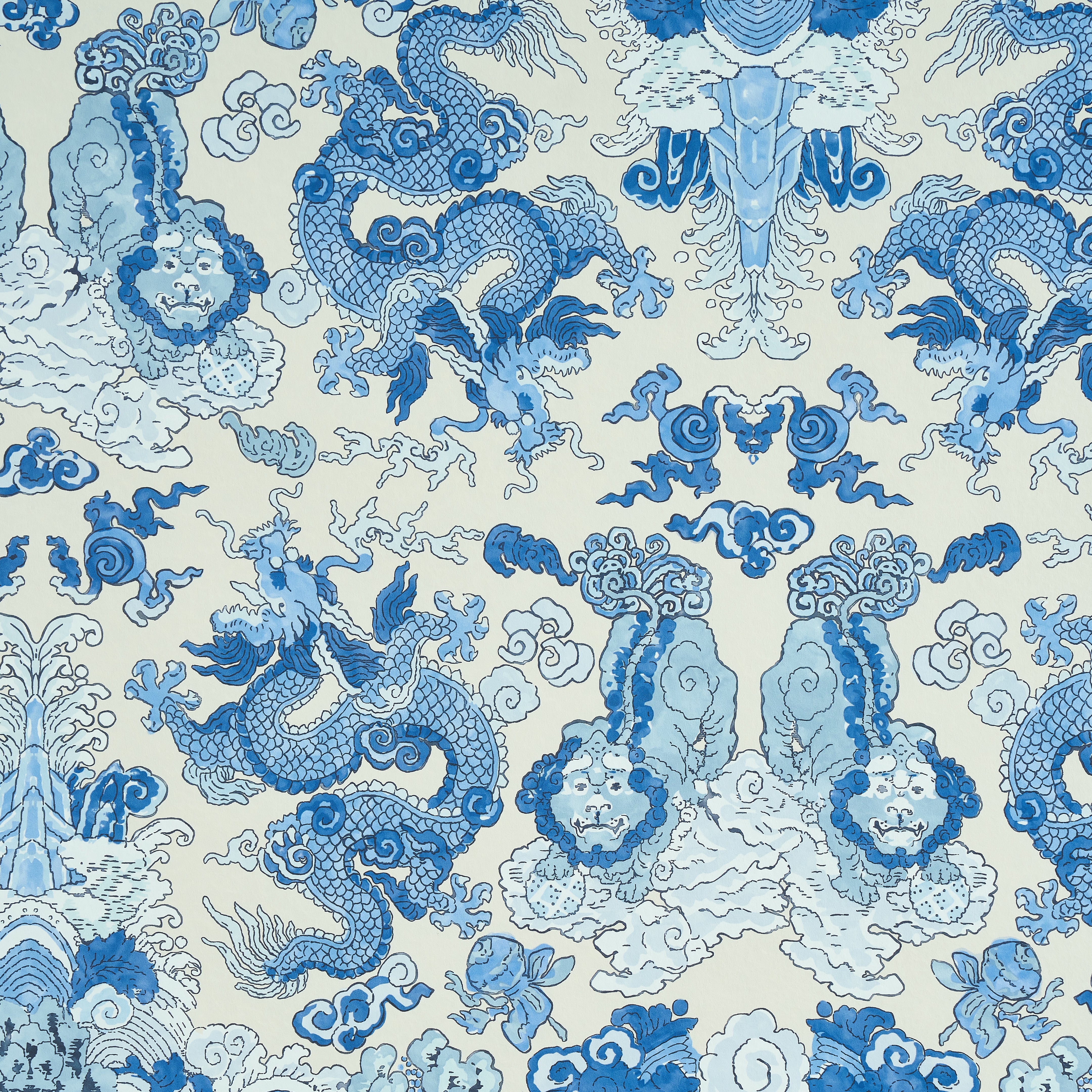 5011590 | Magic Mountain Dragon, Porcelain - Schumacher Wallcovering