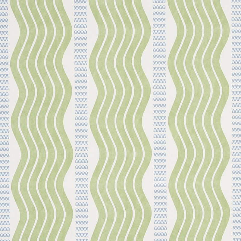 5012120  Sina Stripe, Green - Schumacher Wallcovering