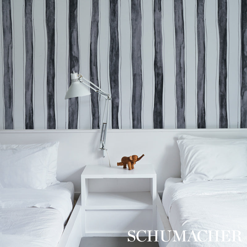 Buy 5012172 Tracing Stripes Black Schumacher Wallpaper