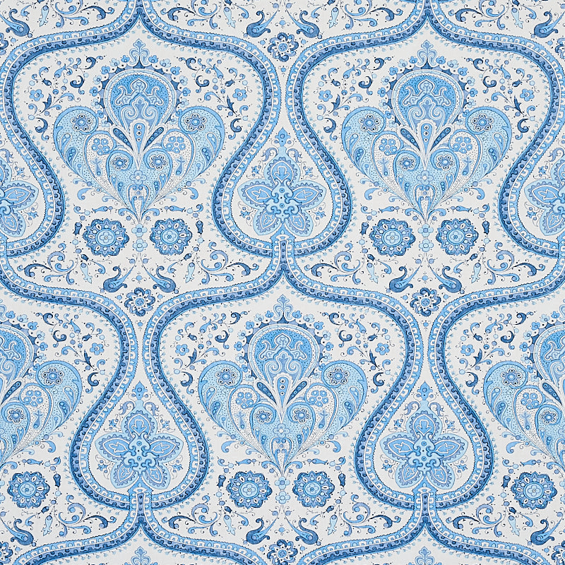 Acquire 5012270 Paisley Court Blue Schumacher Wallpaper