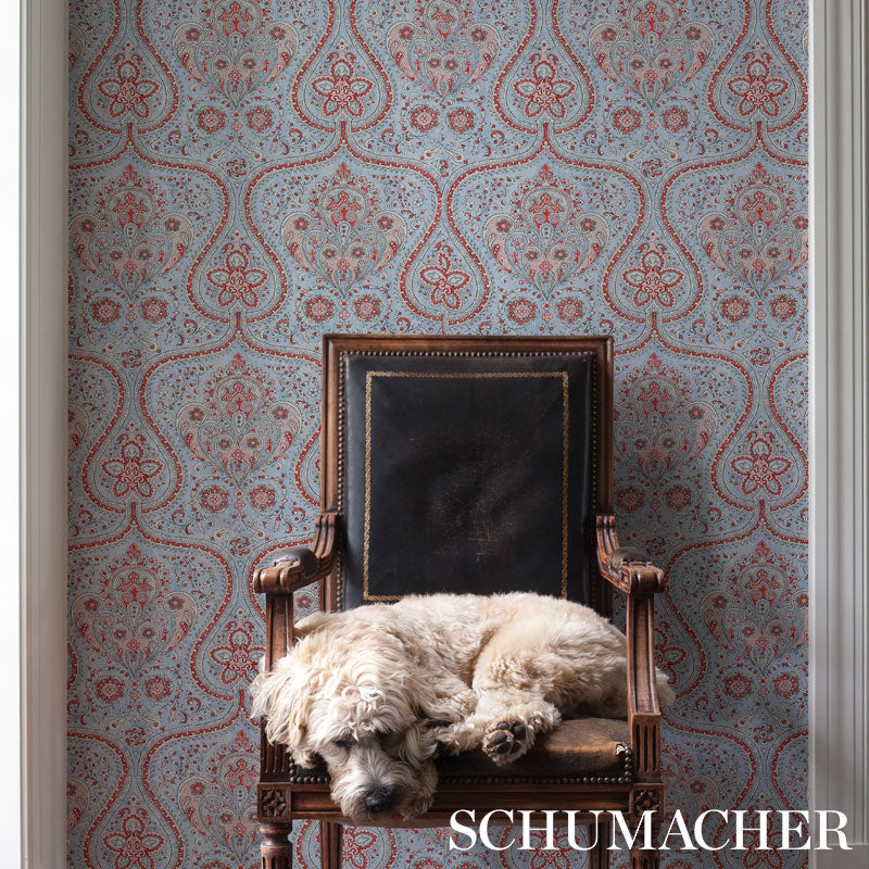 Find 5012271 Paisley Court Chambray Schumacher Wallpaper