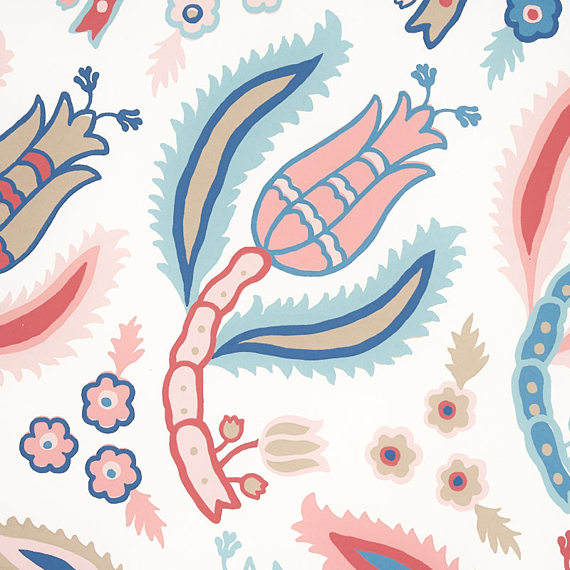 Select 5012341 Malabar Vine Rose and Delft Schumacher Wallpaper