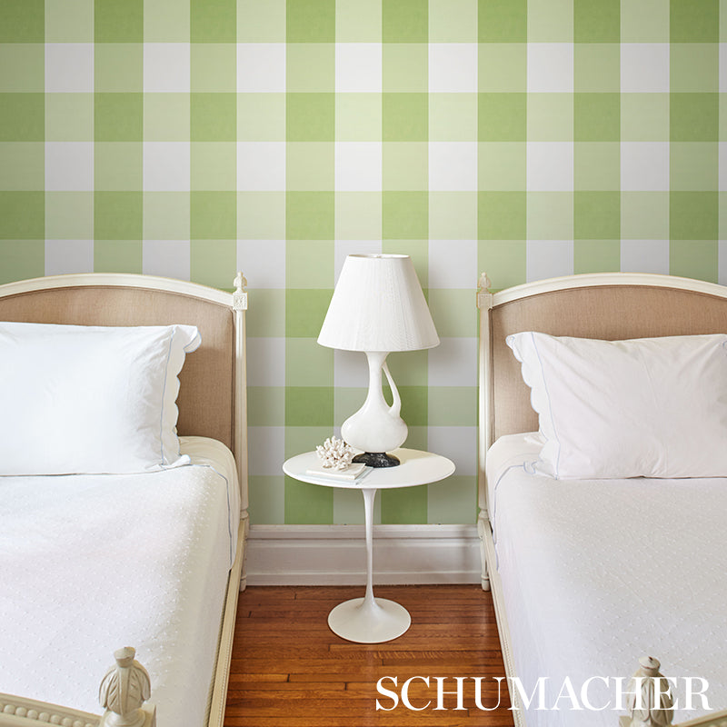 Order 5012352 Willa Check Large Leaf Schumacher Wallpaper