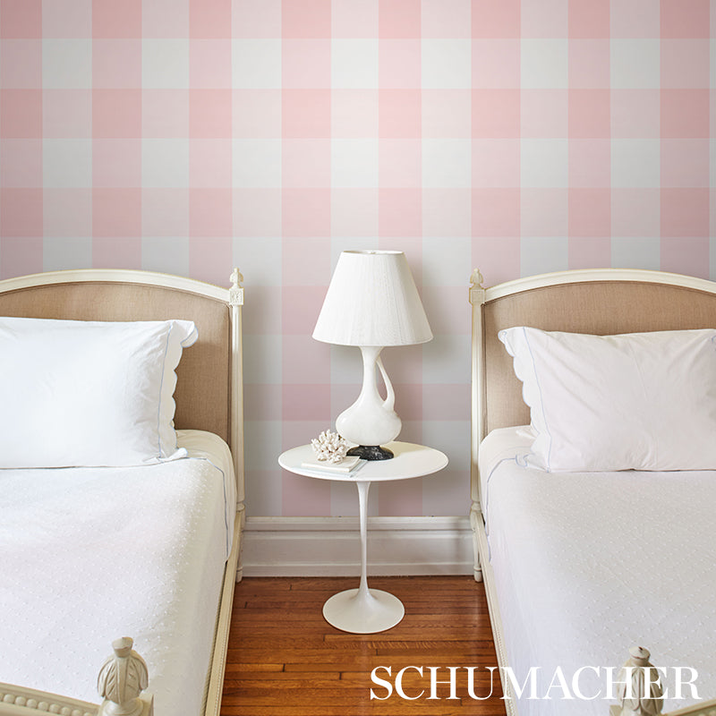 Looking for 5012354 Willa Check Large Pink Schumacher Wallpaper