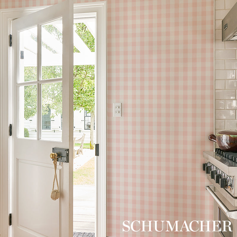 Looking for 5012364 Willa Check Pink Schumacher Wallpaper