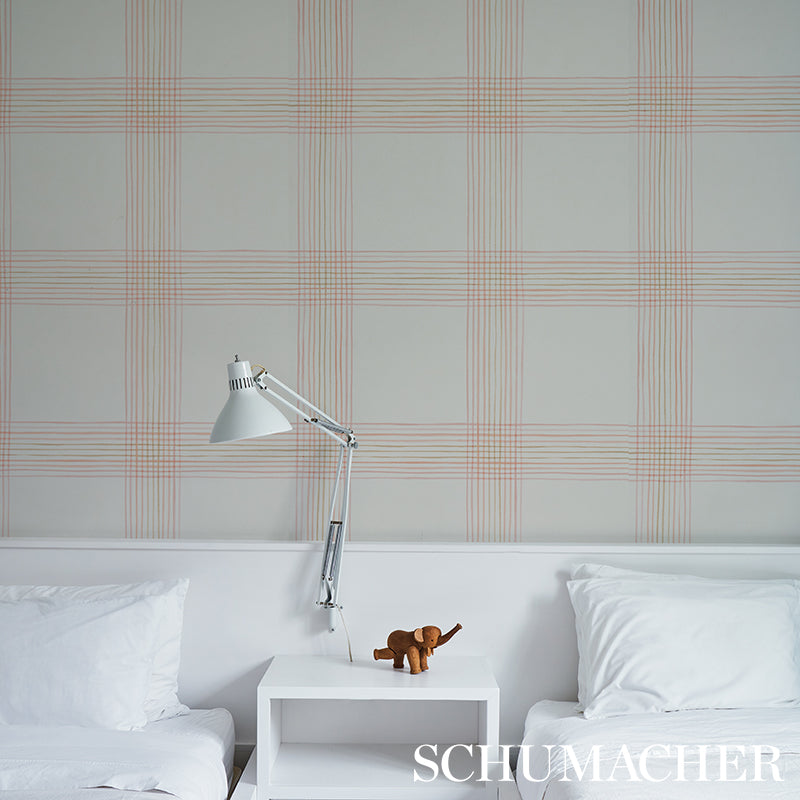 Order 5012372 Minerva Plaid Pink Schumacher Wallpaper