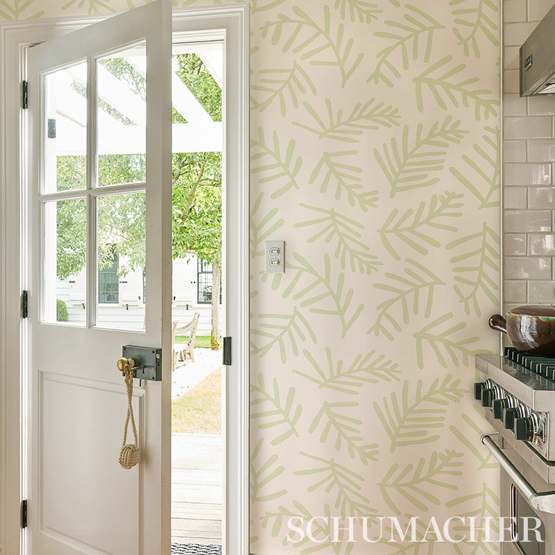 Purchase 5012450 Tiah Cove Sage Leaf Schumacher Wallpaper