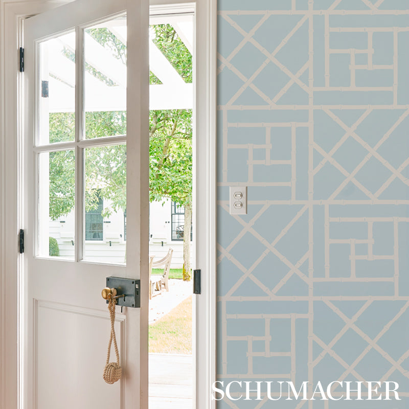 Looking for 5012573 Trellis Sky Blue Schumacher Wallpaper