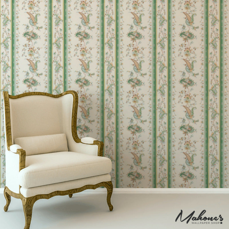 Purchase 5012890 Elena Paisley Stripe Green Schumacher Wallpaper