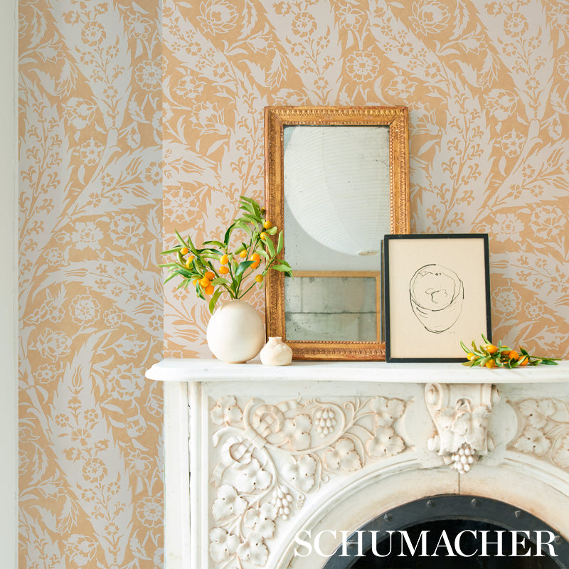 Select 5012900 Saz Paisley Ochre Schumacher Wallpaper