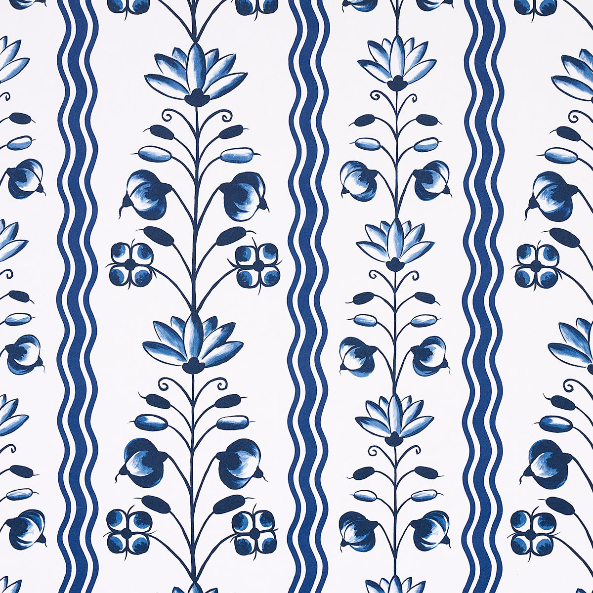 Purchase 5014380 | Delft Waves, Blue - Schumacher Wallpaper