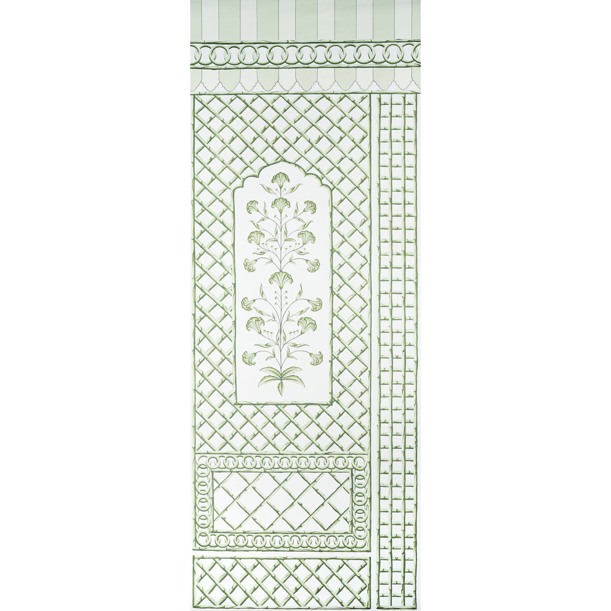 Purchase 5014390 | Bamboo Trellis Panel A, Green - Schumacher Wallpaper
