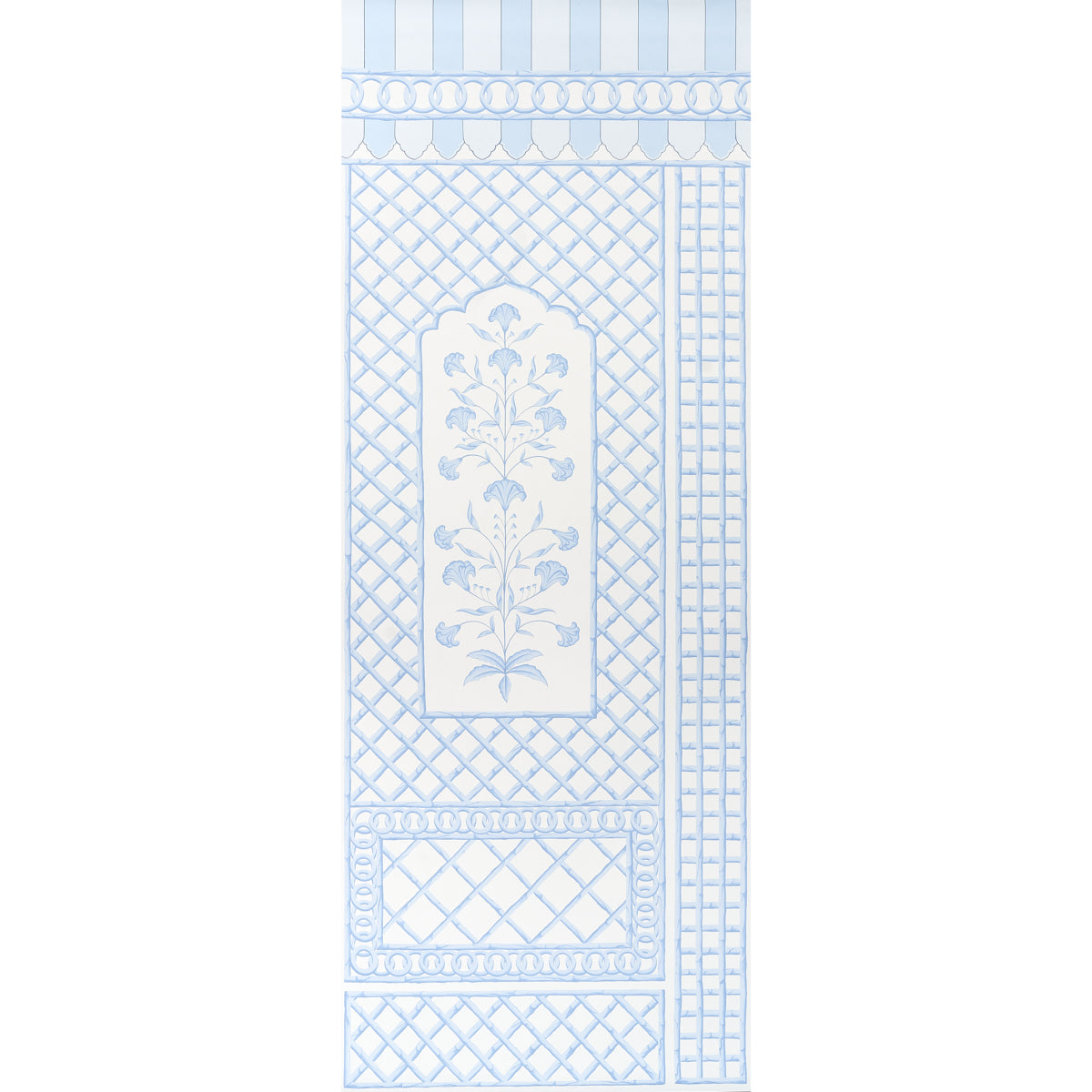 Purchase 5014391 | Bamboo Trellis Panel A, Blue - Schumacher Wallpaper