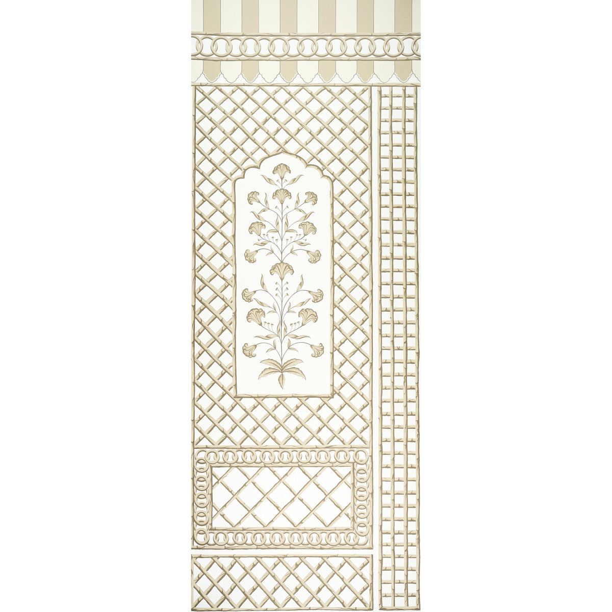 Purchase 5014392 | Bamboo Trellis Panel A, Neutral - Schumacher Wallpaper