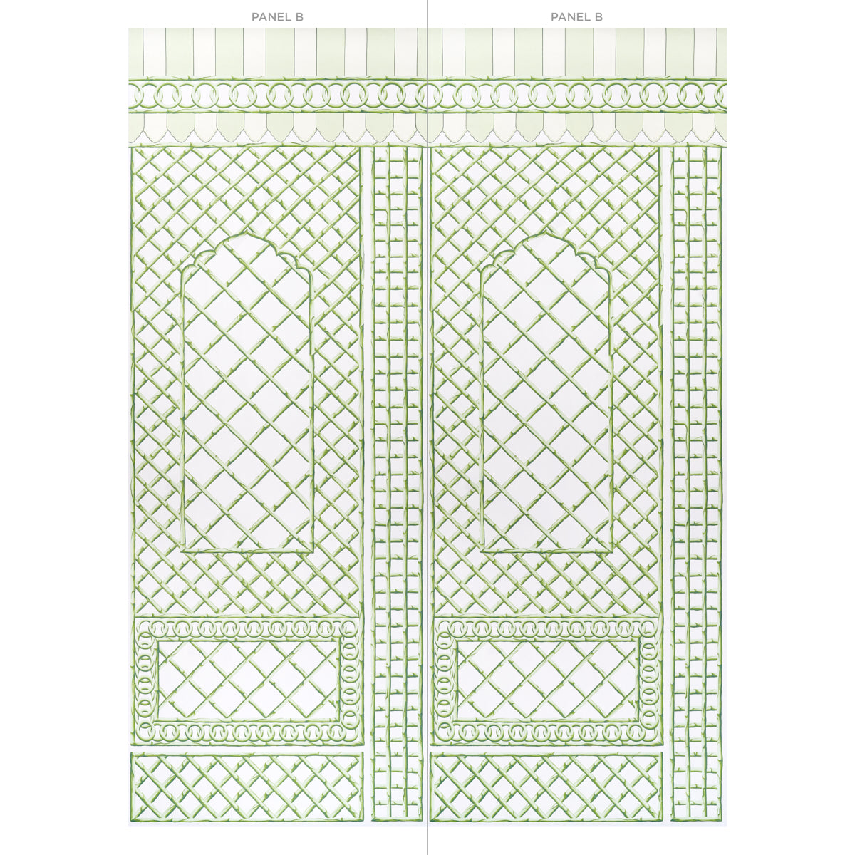 Purchase 5014400 | Bamboo Trellis Panel B, Green - Schumacher Wallpaper