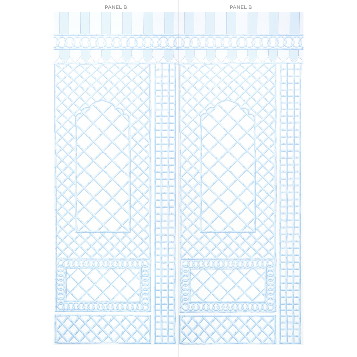 Purchase 5014401 | Bamboo Trellis Panel B, Blue - Schumacher Wallpaper