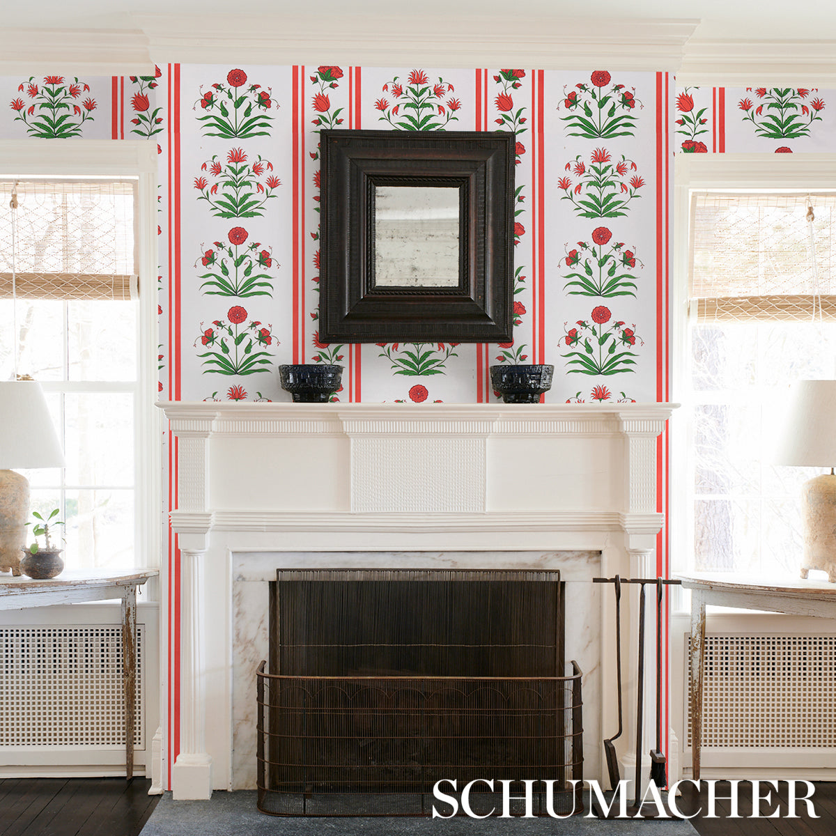 Purchase 5014450 | Poppy Stripes, Red - Schumacher Wallpaper