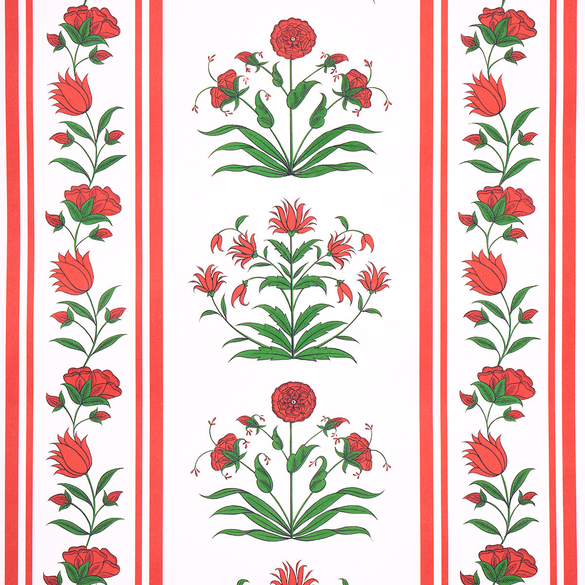 Purchase 5014450 | Poppy Stripes, Red - Schumacher Wallpaper
