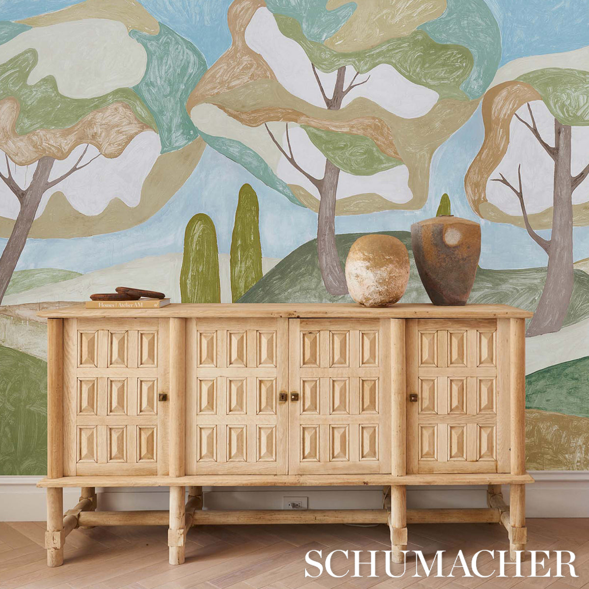 5014650 | Forest Hills Panel Set, Sky - Schumacher Wallpaper
