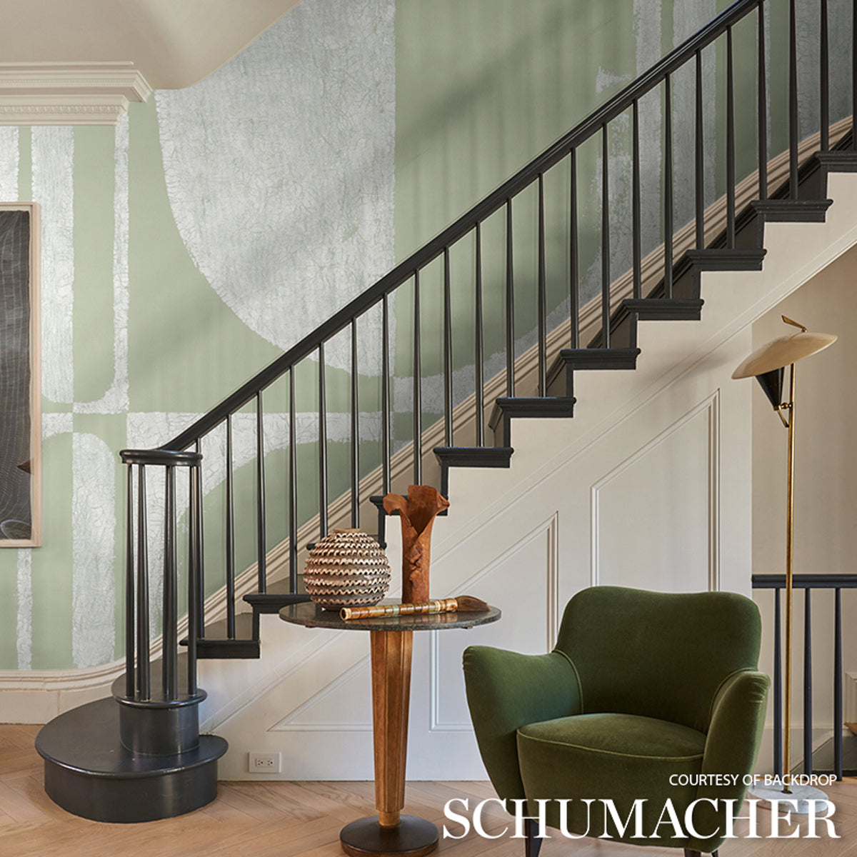 Purchase 5014901 | The Cloisters Panel Set, Soft Green - Schumacher Wallpaper