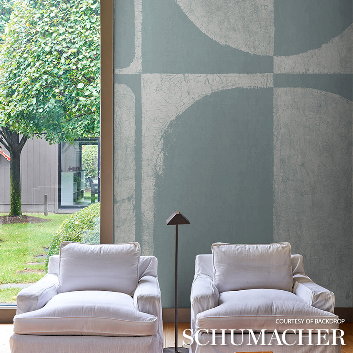 Purchase 5014902 | The Cloisters Panel Set, Soft Blue - Schumacher Wallpaper