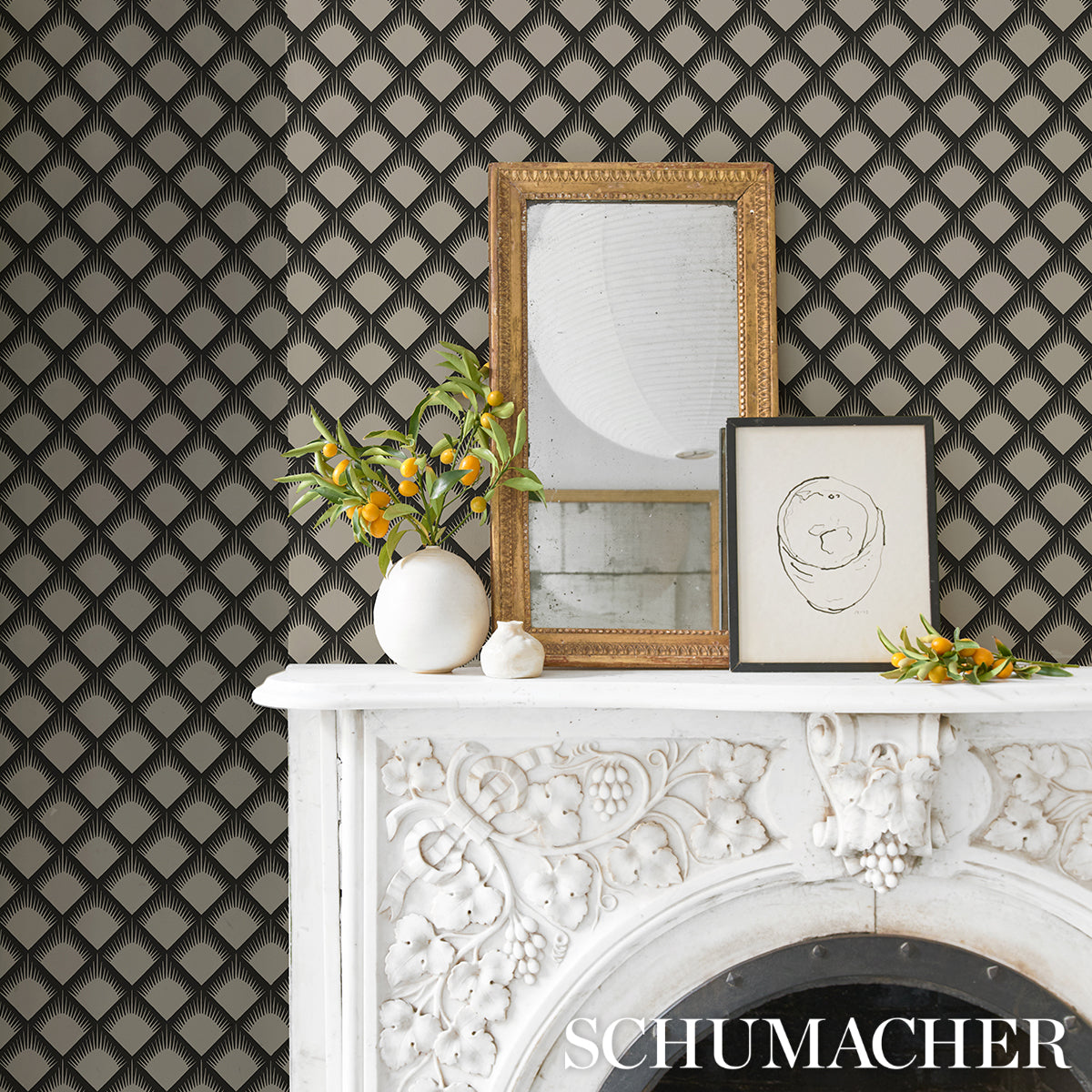 Purchase 5015040 | Maize, Black & Cream - Schumacher Wallpaper