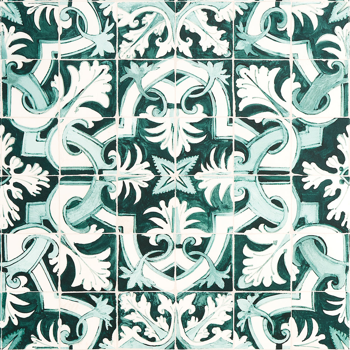 Purchase 5015121 | Azulejos, Emerald - Schumacher Wallpaper