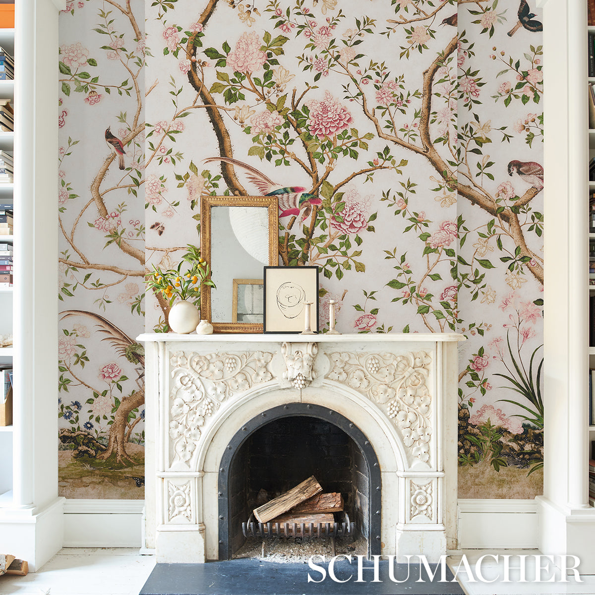 Purchase 5015151 | Les Oiseaux Panel Set, Ivory - Schumacher Wallpaper