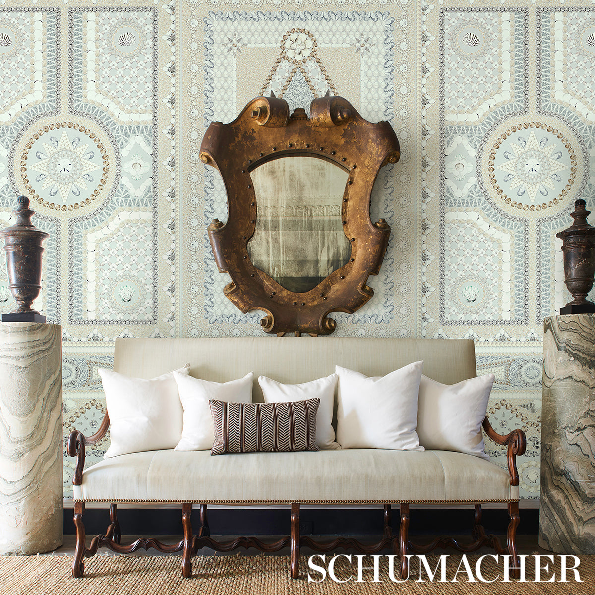 Purchase 5015165 | Shell Grotto Panel B, Seafoam - Schumacher Wallpaper