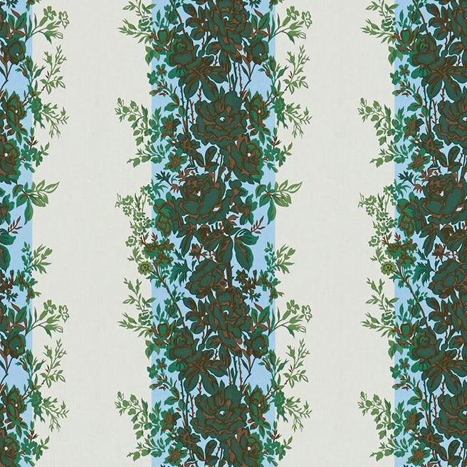 Find 8015145-5 Rayure Fleurie Blue/Green Botanical by Brunschwig & Fils Fabric