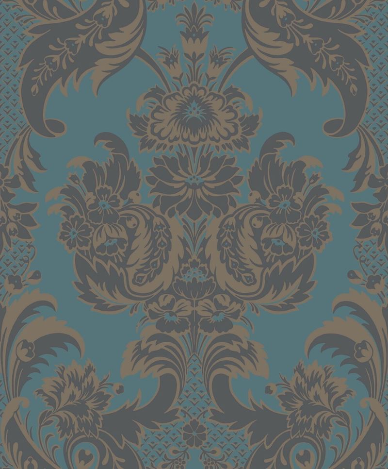 Order 94/3017 Cs Wyndham Teal And Charcoal By Cole and Son Wallpaper