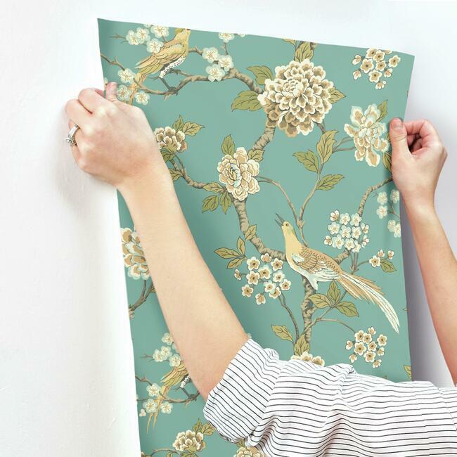 AF1901 | Grandmillennial, Fanciful Teal York Wallpaper