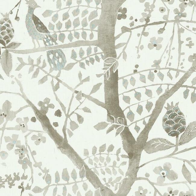 Shop BO6635 Peacock Block Print Bohemian Luxe by Antonina Vella Wallpaper