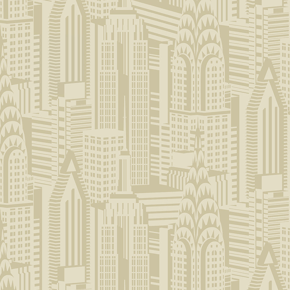 DC61503 | Manhattan Skyline, Beige - Collins & Company Wallpaper