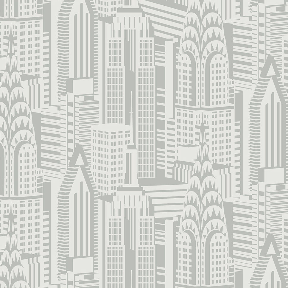 DC61507 | Manhattan Skyline, Silver - Collins & Company Wallpaper